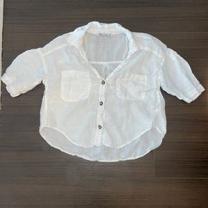 White, short sleeve collared shirt